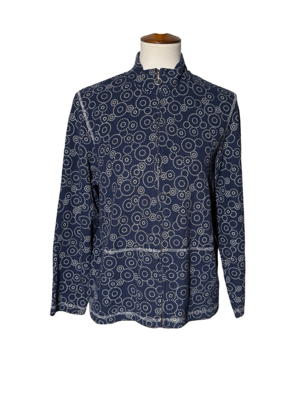 Cappagallo full-zip jacket blue, long sleeves, front pockets size PXL women’s